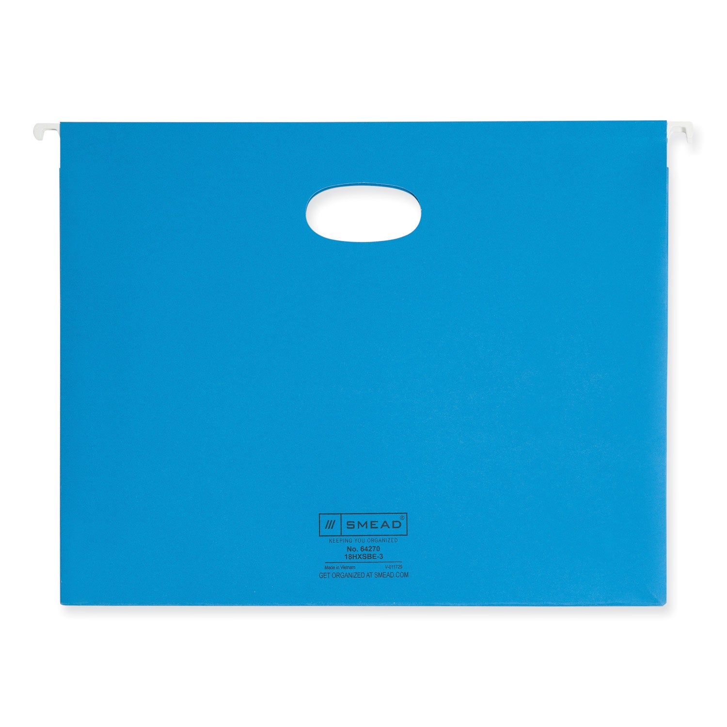 Hanging Pockets with Full-Height Gusset, 1 Section, 3" Capacity, Letter Size, 1/5-Cut Tabs, Sky Blue, 25/Box - 