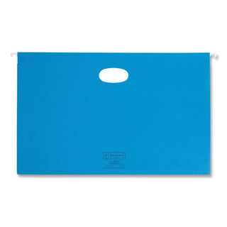 Hanging Pockets with Full-Height Gusset, 1 Section, 3" Capacity, Legal Size, 1/5-Cut Tabs, Sky Blue, 25/Box - 