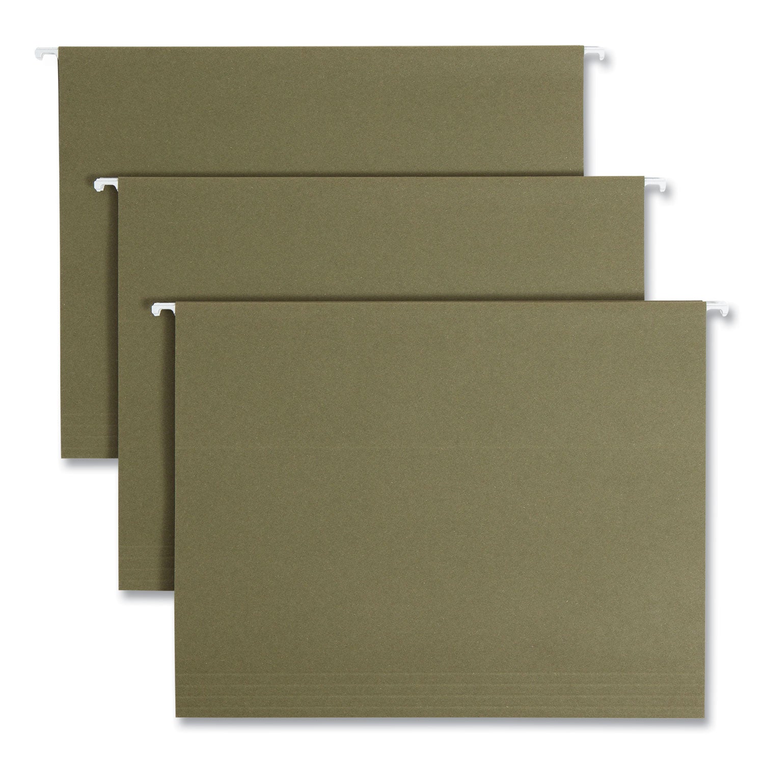 100% Recycled Hanging File Folders, Letter Size, 1/5-Cut Tabs, Standard Green, 25/Box - 