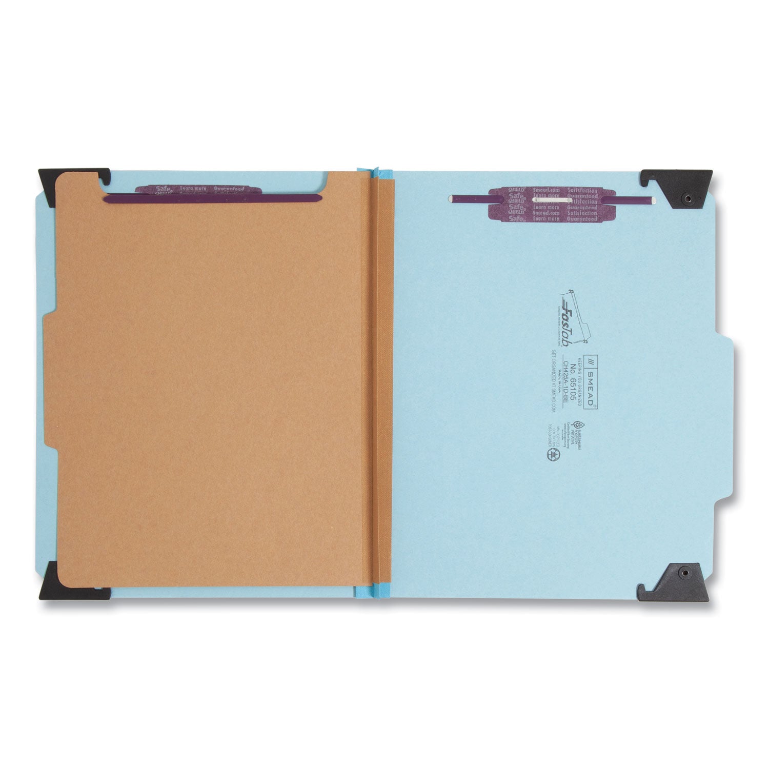 FasTab Hanging Pressboard Classification Folders, 1 Divider, Letter Size, Blue - 
