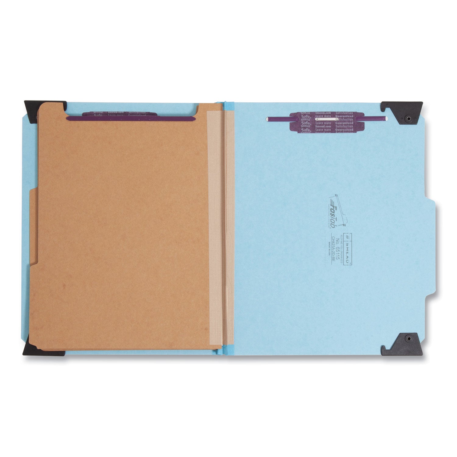 FasTab Hanging Pressboard Classification Folders, 2 Dividers, Letter Size, Blue - 