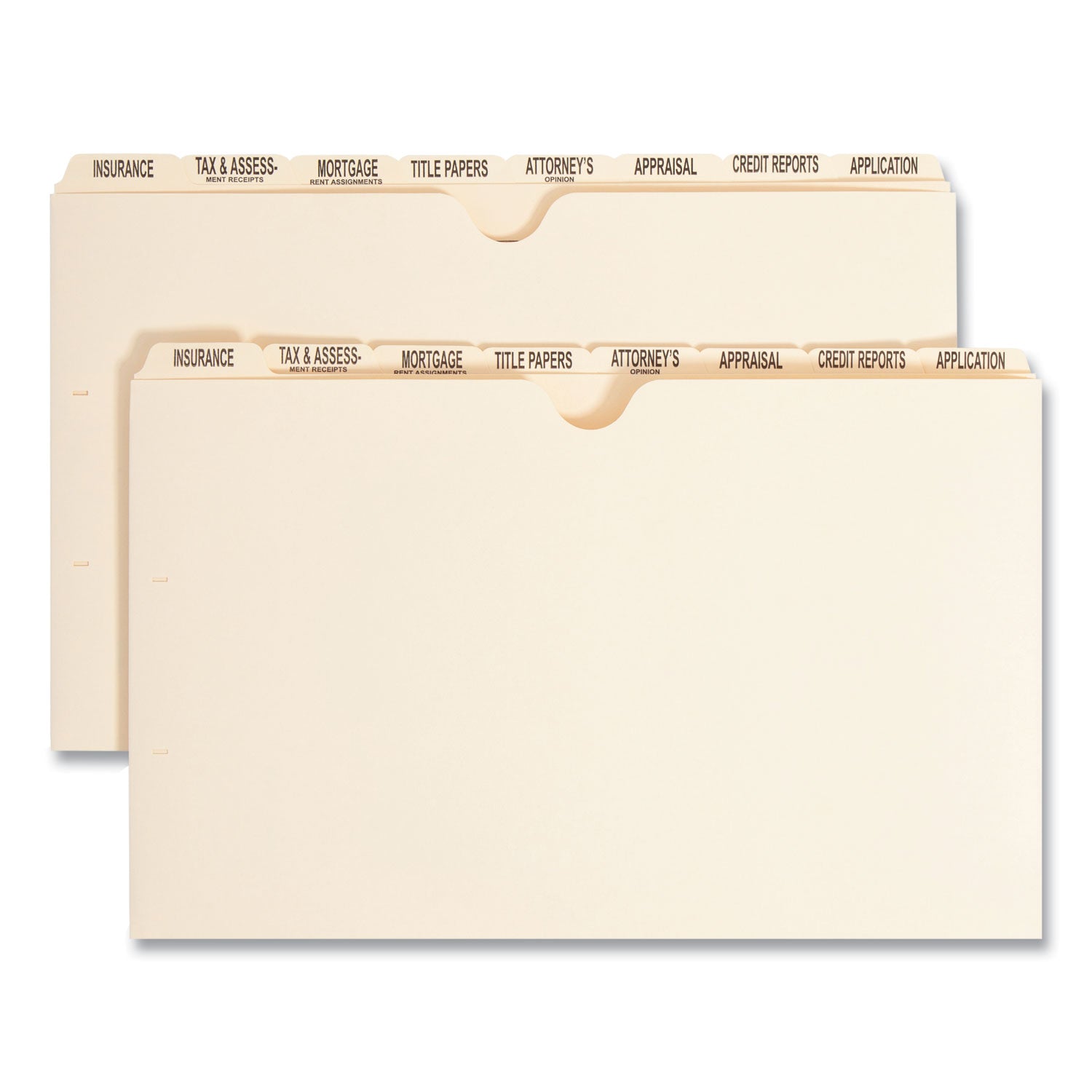 Pressboard Mortgage Folder Dividers, Pre-Printed, 1 Fastener, Legal Size, Manila, 7 Dividers/Set, 12 Sets - 