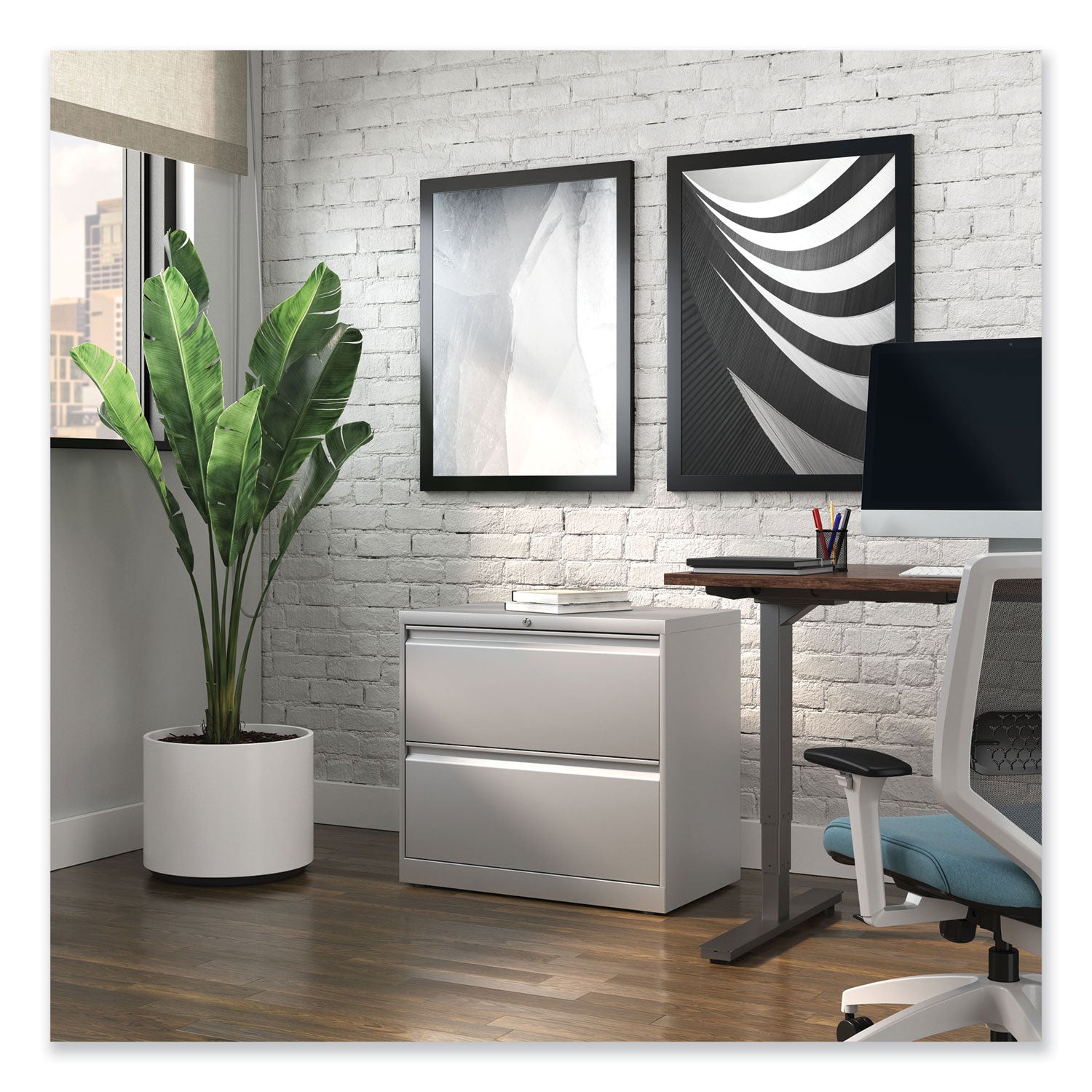 Lateral File, 2 Legal/Letter-Size File Drawers, Light Gray, 36" x 18.63" x 28