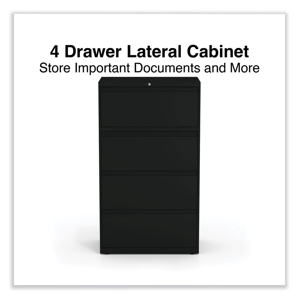 Lateral File, 4 Legal/Letter-Size File Drawers, Black, 30" x 18.63" x 52.5