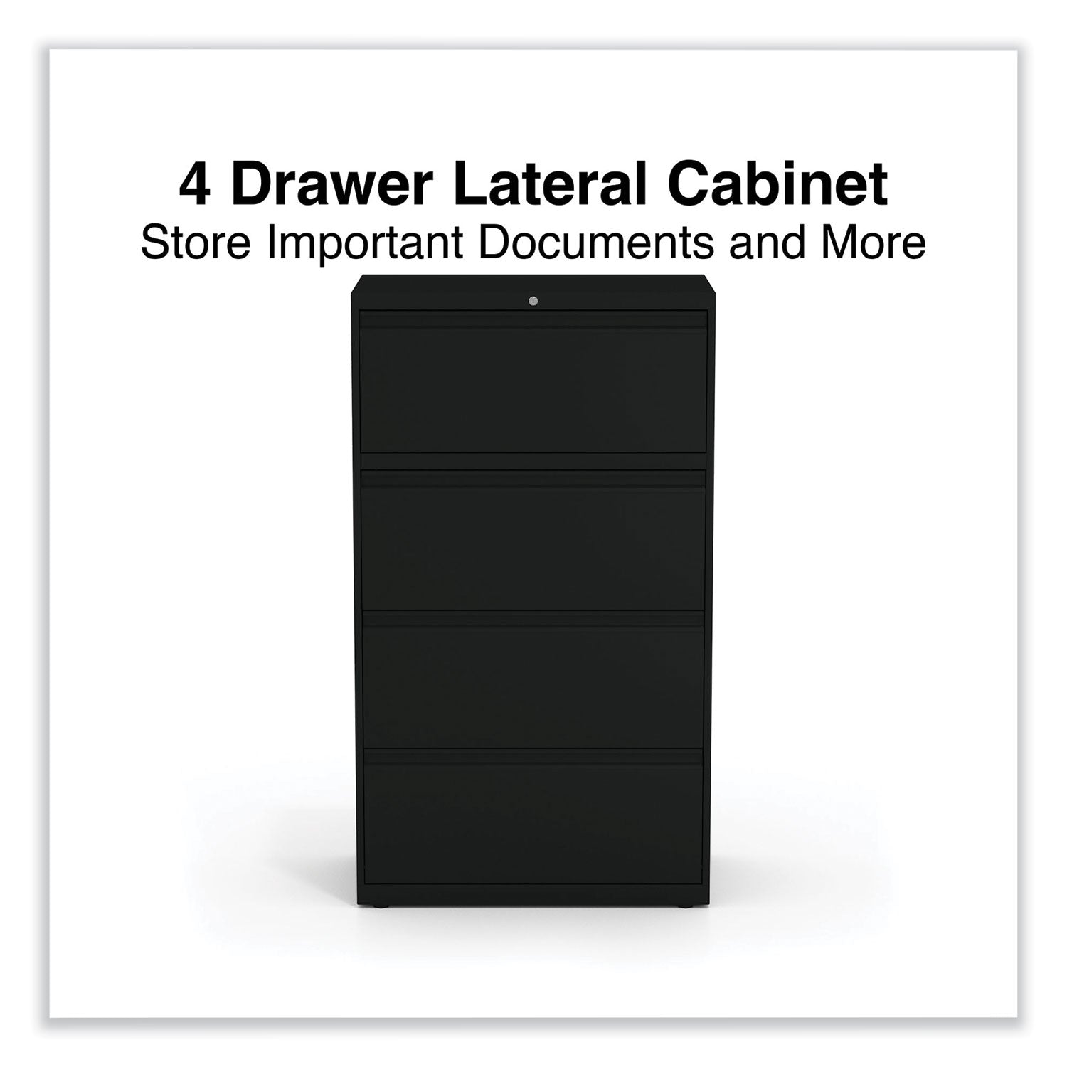 Lateral File, 4 Legal/Letter-Size File Drawers, Black, 30" x 18.63" x 52.5