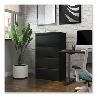 Lateral File, 4 Legal/Letter-Size File Drawers, Black, 30" x 18.63" x 52.5