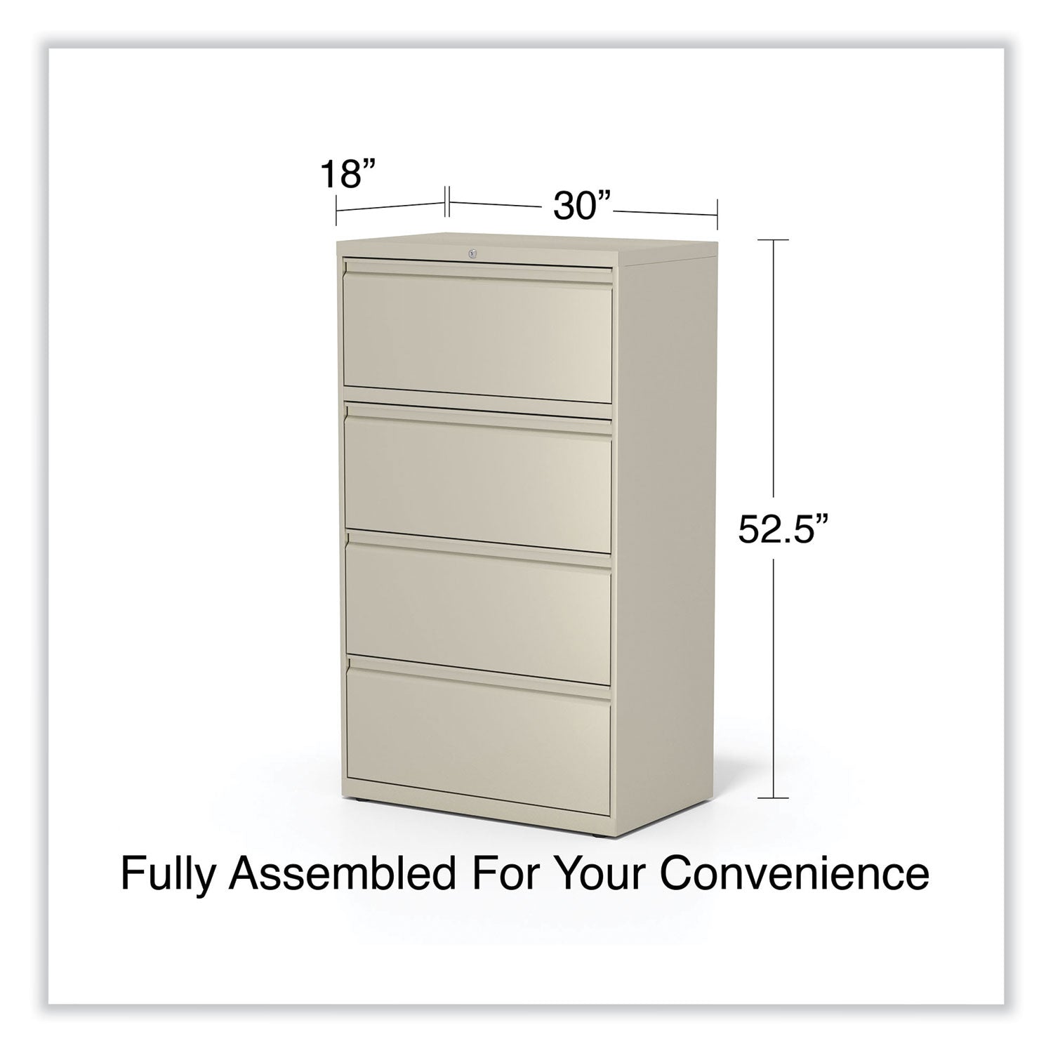 Lateral File, 4 Legal/Letter-Size File Drawers, Putty, 30" x 18.63" x 52.5
