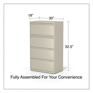 Lateral File, 4 Legal/Letter-Size File Drawers, Putty, 30" x 18.63" x 52.5