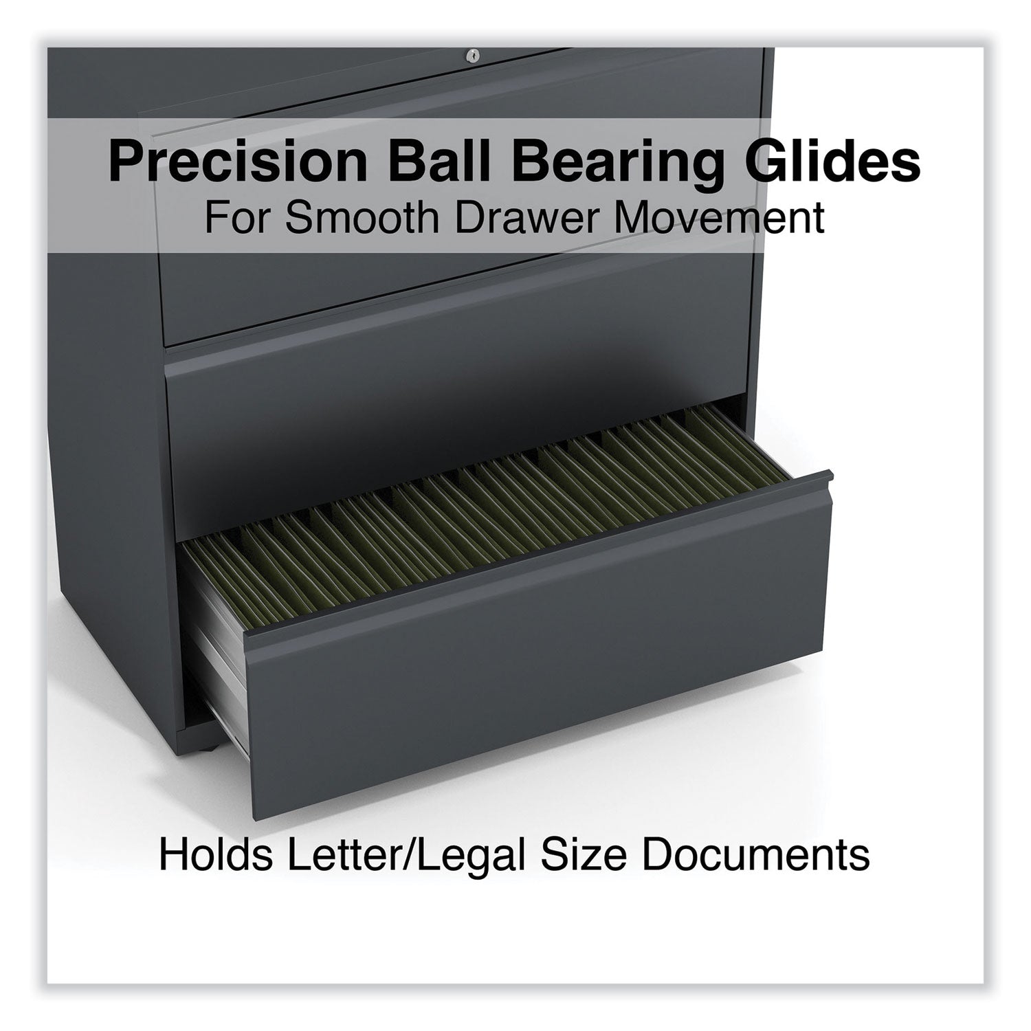 Lateral File, 3 Legal/Letter/A4/A5-Size File Drawers, Charcoal, 36" x 18.63" x 40.25