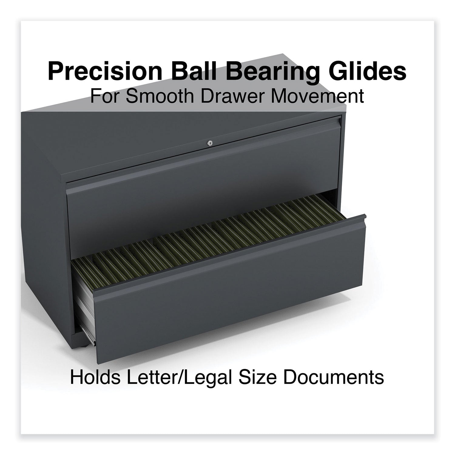 Lateral File, 2 Legal/Letter-Size File Drawers, Charcoal, 42" x 18.63" x 28