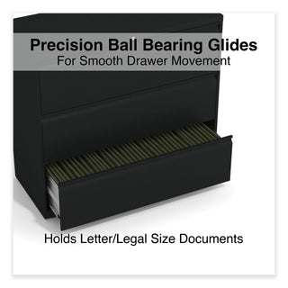 Lateral File, 3 Legal/Letter/A4/A5-Size File Drawers, Black, 42" x 18.63" x 40.25
