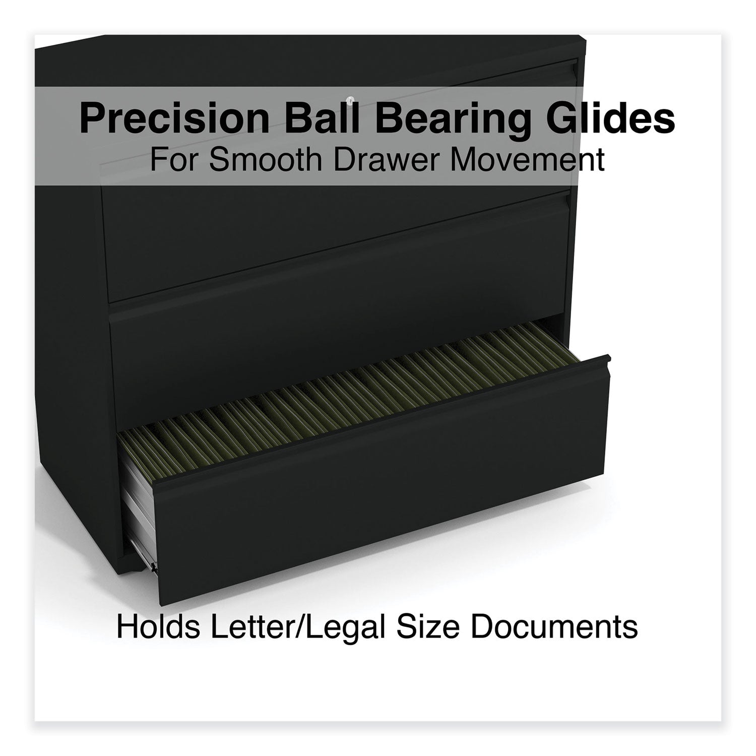 Lateral File, 3 Legal/Letter/A4/A5-Size File Drawers, Black, 42" x 18.63" x 40.25