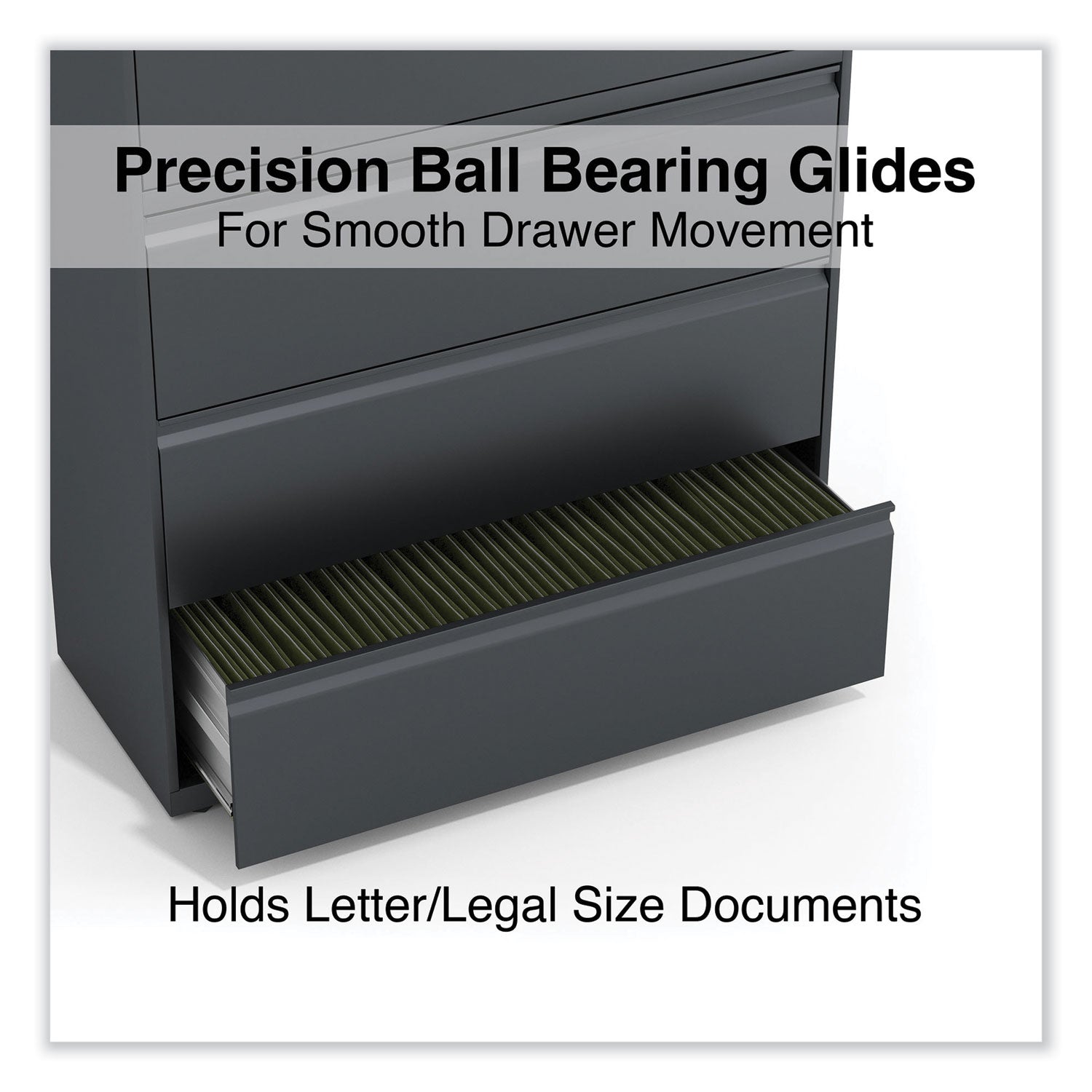 Lateral File, 4 Legal/Letter/A4/A5-Size File Drawers, Charcoal, 42" x 18.63" x 52.5