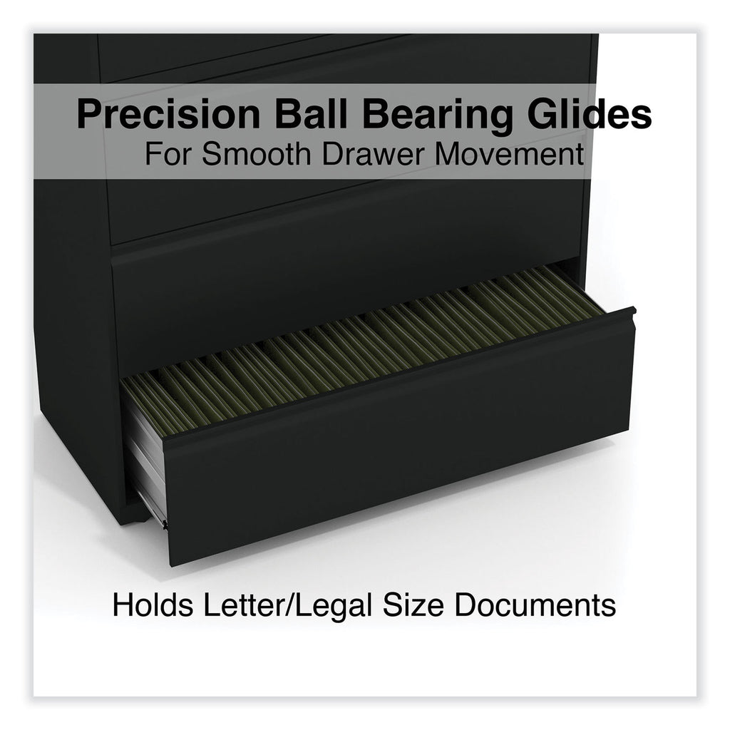 Lateral File, 5 Legal/Letter/A4/A5-Size File Drawers, Black, 42" x 18.63" x 67.63