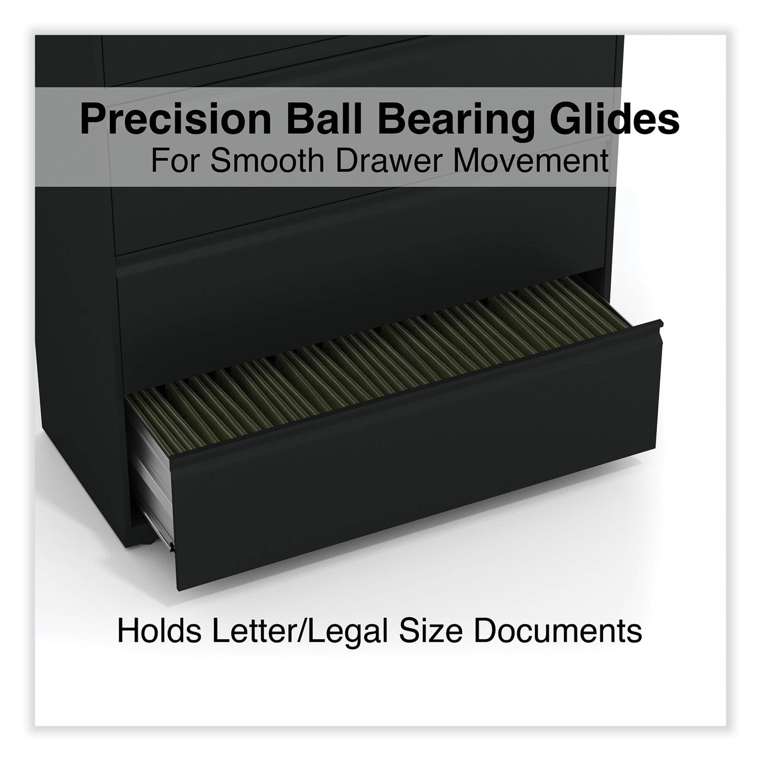 Lateral File, 5 Legal/Letter/A4/A5-Size File Drawers, Black, 42" x 18.63" x 67.63