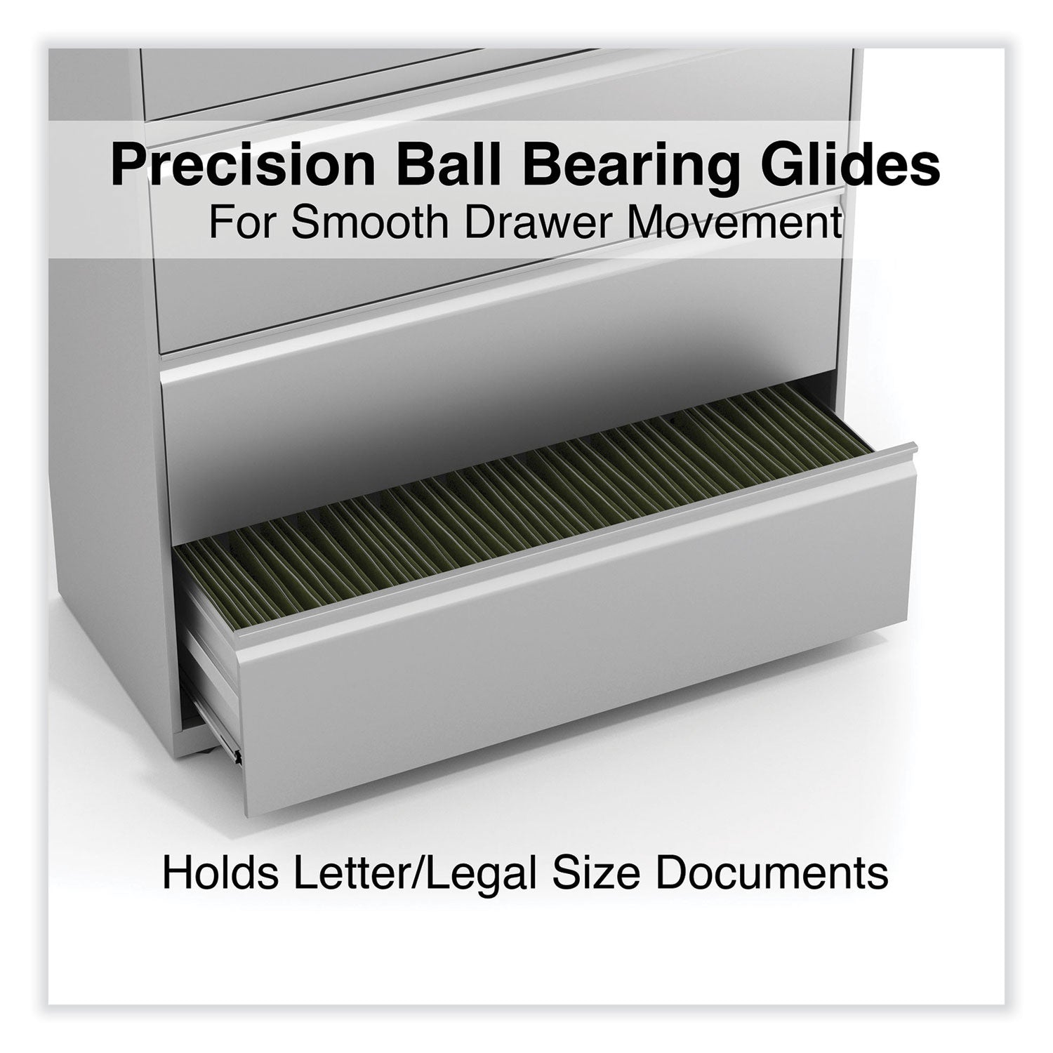 Lateral File, 5 Legal/Letter/A4/A5-Size File Drawers, 1 Roll-Out Posting Shelf, Light Gray, 42" x 18.63" x 67.63
