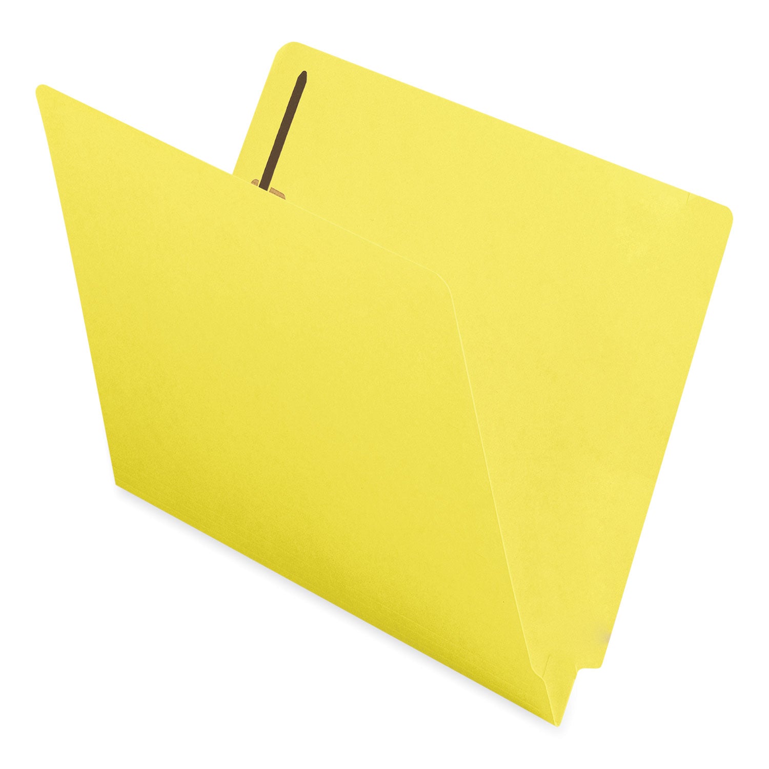 Heavyweight Colored End Tab Fastener Folders, 0.75" Expansion, 2 Fasteners, Letter Size, Yellow Exterior, 50/Box - 