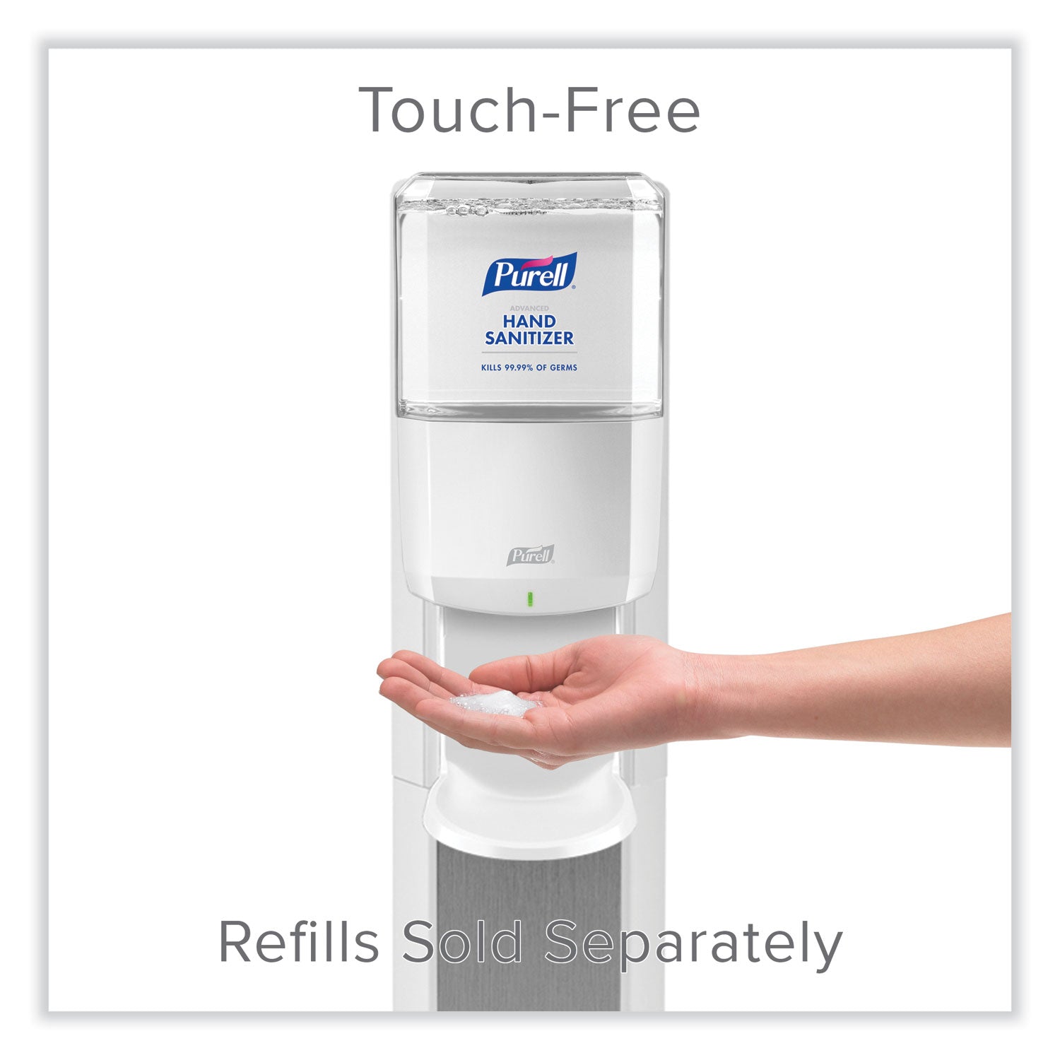 MESSENGER ES6 Floor Stand with Dispenser, 1,200 mL, 13.16 x 16.63 x 51.57, Silver/White
