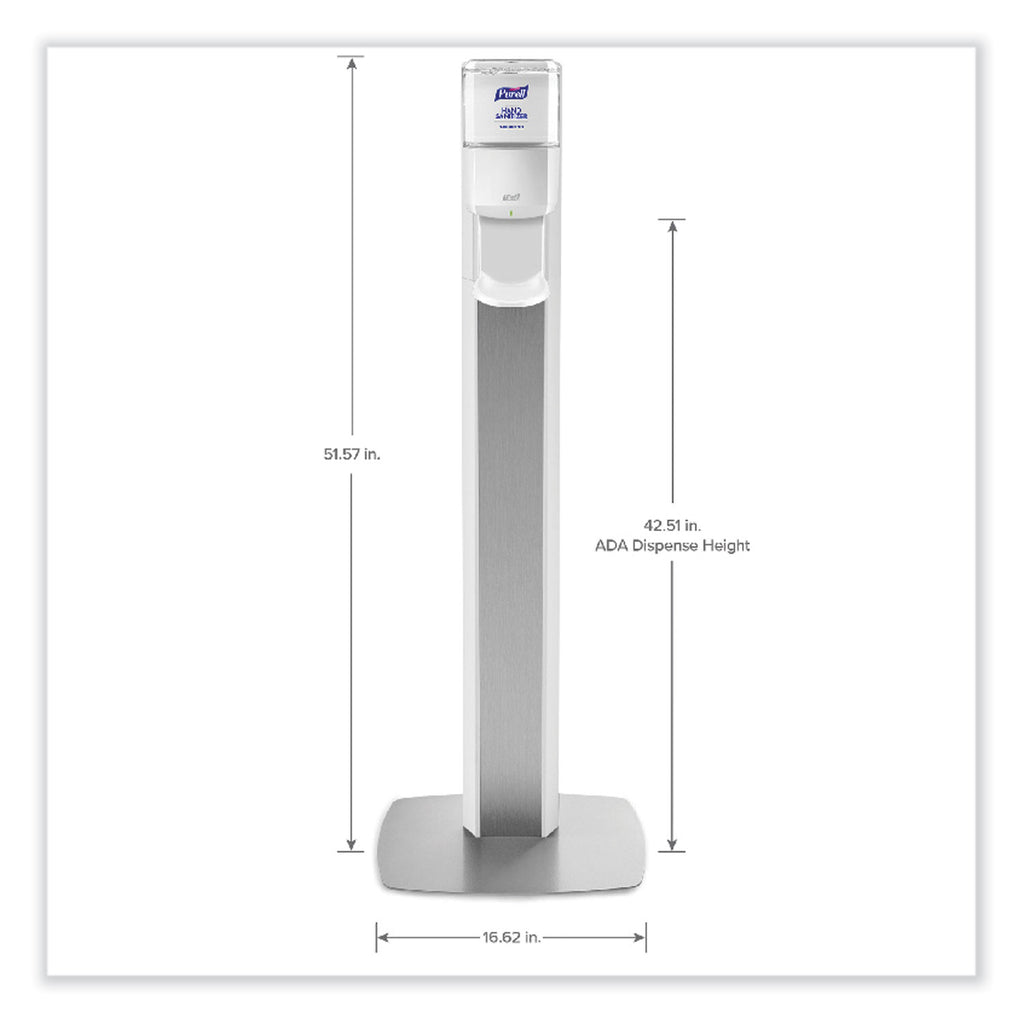 MESSENGER ES6 Floor Stand with Dispenser, 1,200 mL, 13.16 x 16.63 x 51.57, Silver/White