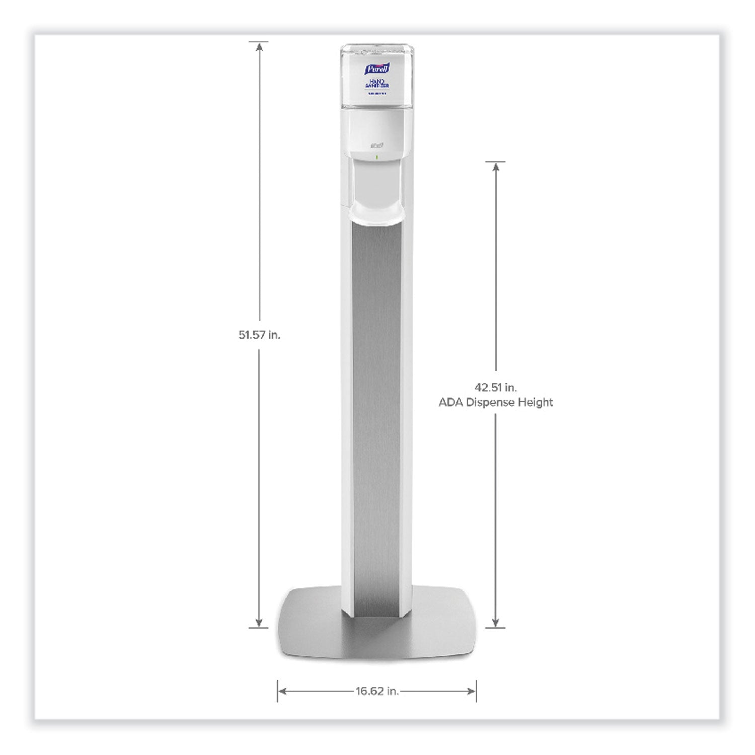 MESSENGER ES6 Floor Stand with Dispenser, 1,200 mL, 13.16 x 16.63 x 51.57, Silver/White
