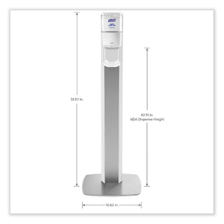 MESSENGER ES6 Floor Stand with Dispenser, 1,200 mL, 13.16 x 16.63 x 51.57, Silver/White