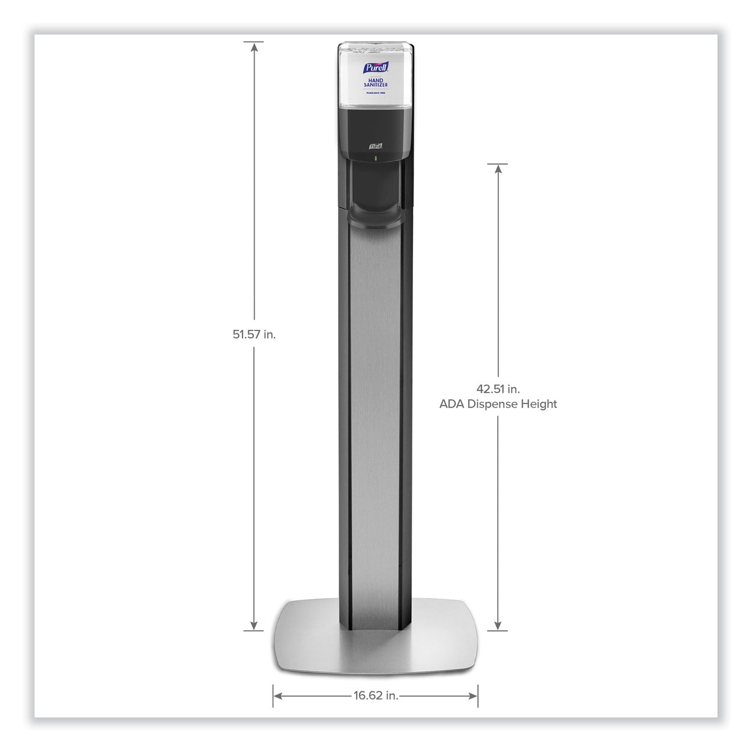 PURELL MESSENGER ES6 Silver Panel Floor Stand with Dispenser - Floor Stand - Graphite, Silver