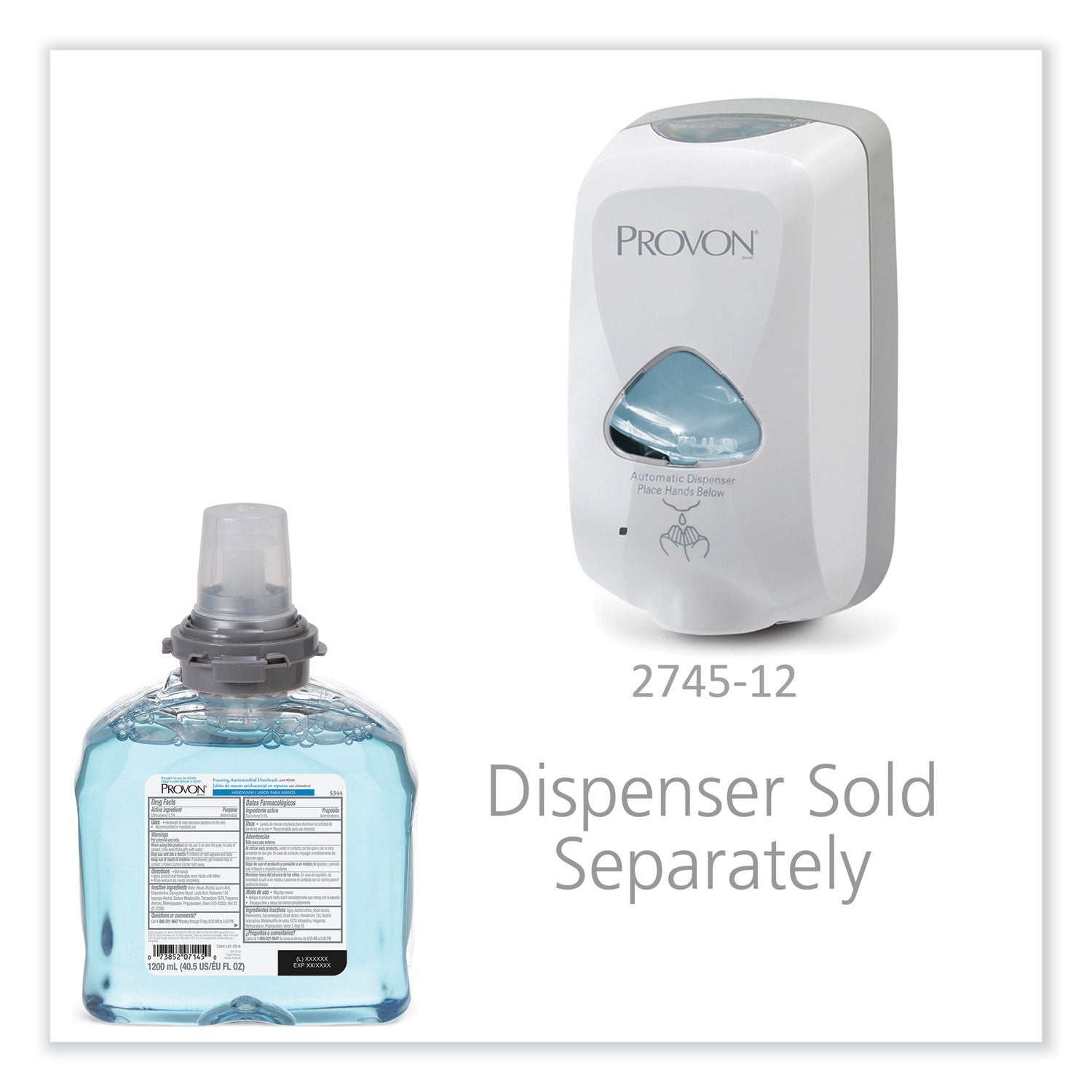 Foaming Antimicrobial Handwash with PCMX, For TFX Dispenser, Floral, 1,200 mL Refill, 2/Carton