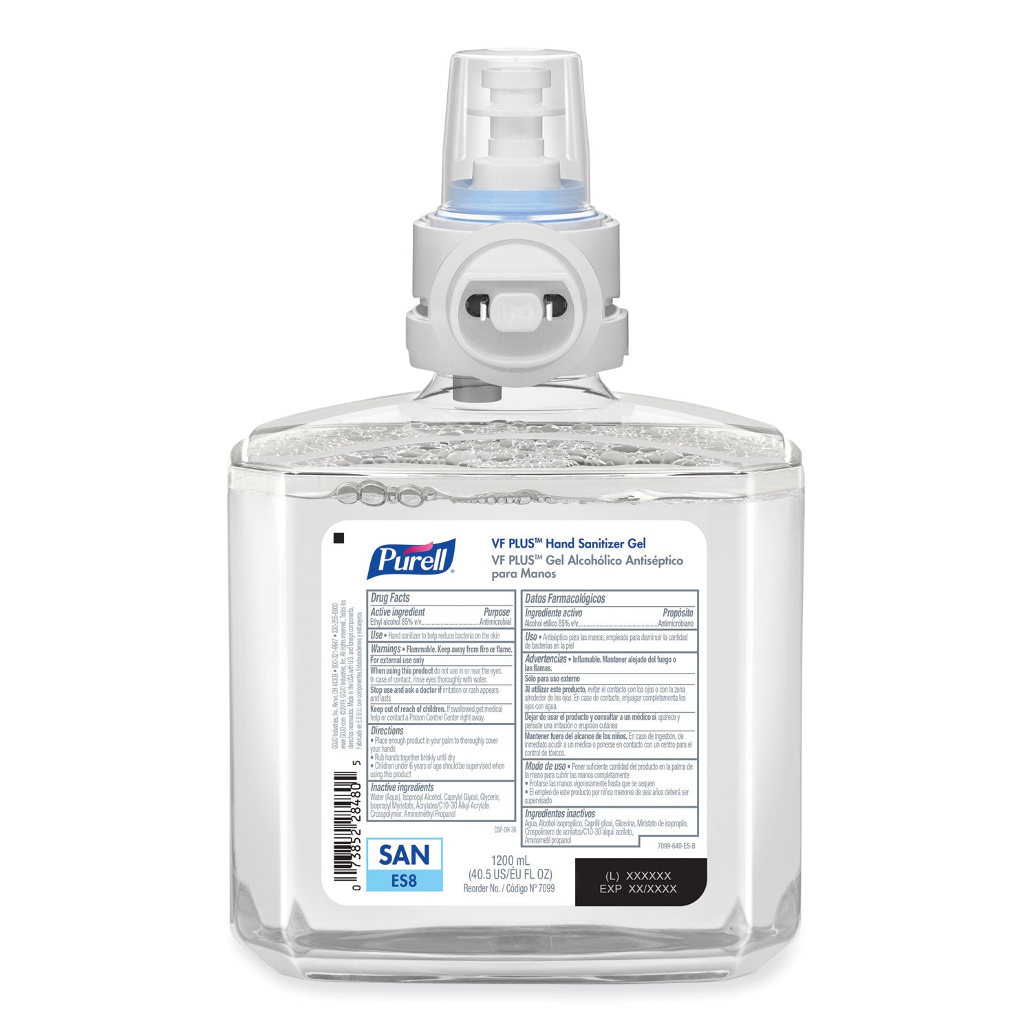 vf-plus-hand-sanitizer-gel-1200-ml-refill-bottle-fragrance-free-for-es8-dispensers-2-carton_goj709902ct - 2