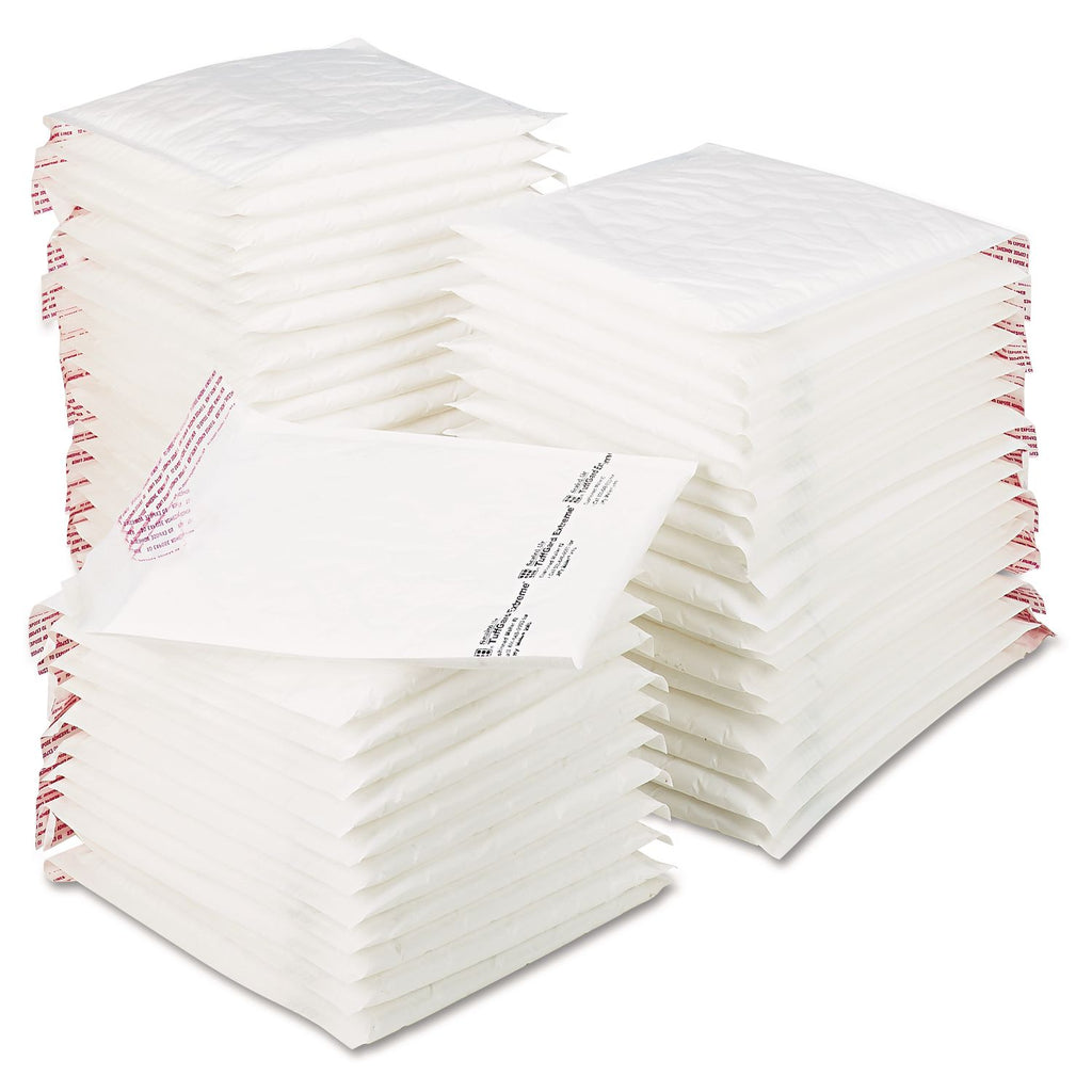 Jiffy TuffGard Extreme Self-Seal Mailer, #2, Barrier Bubble Air Cell Cushion, Self-Adhesive Closure, 8.5 x 12, White, 50/CT