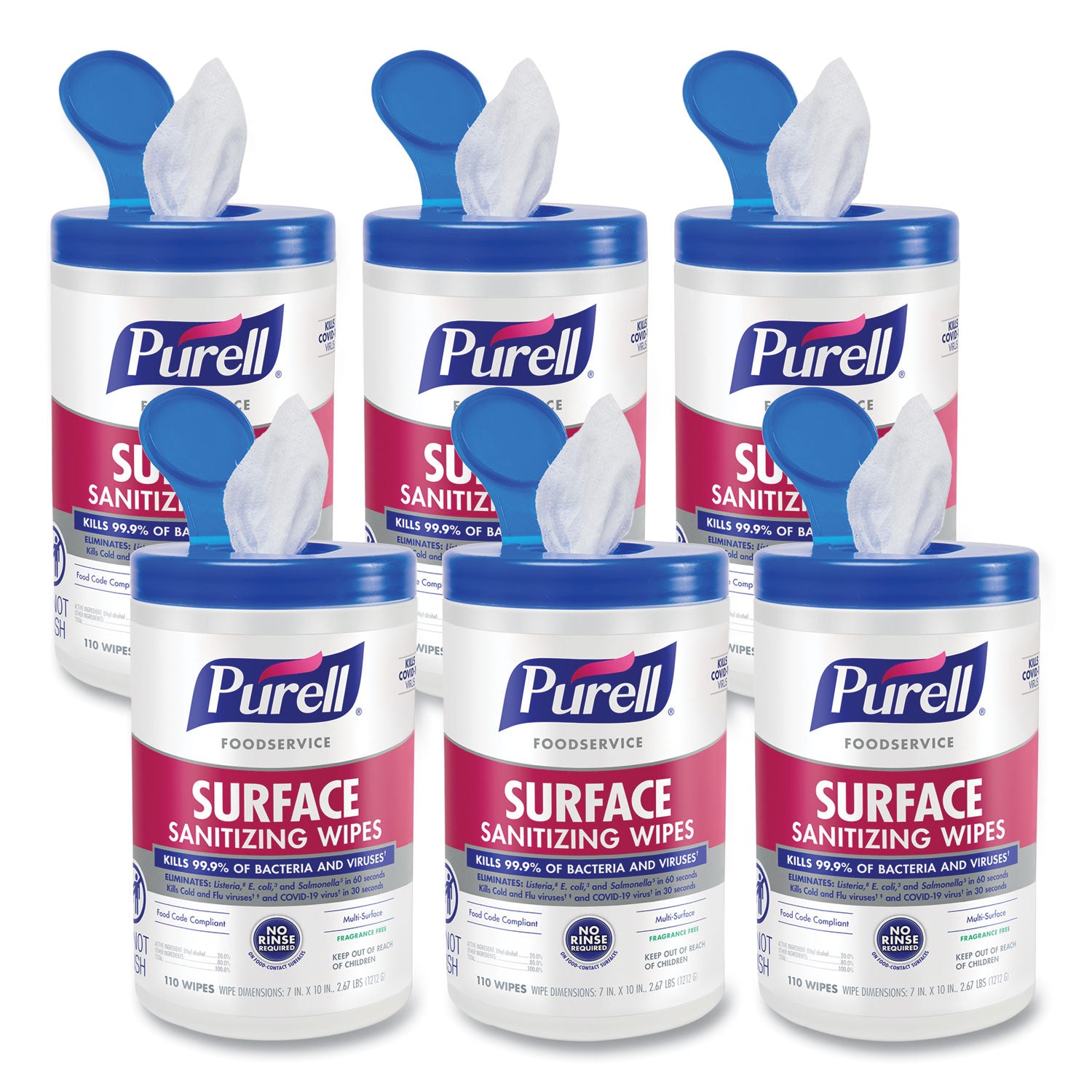 foodservice-surface-sanitizing-wipes-1-ply-10-x-7-fragrance-free-white-110-canister-6-canisters-carton_goj934106ct - 1