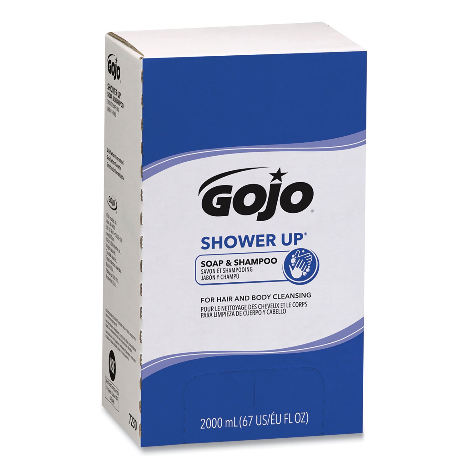 SHOWER UP Soap and Shampoo, Pleasant Scent, 2,000 mL Refill, 4/Carton