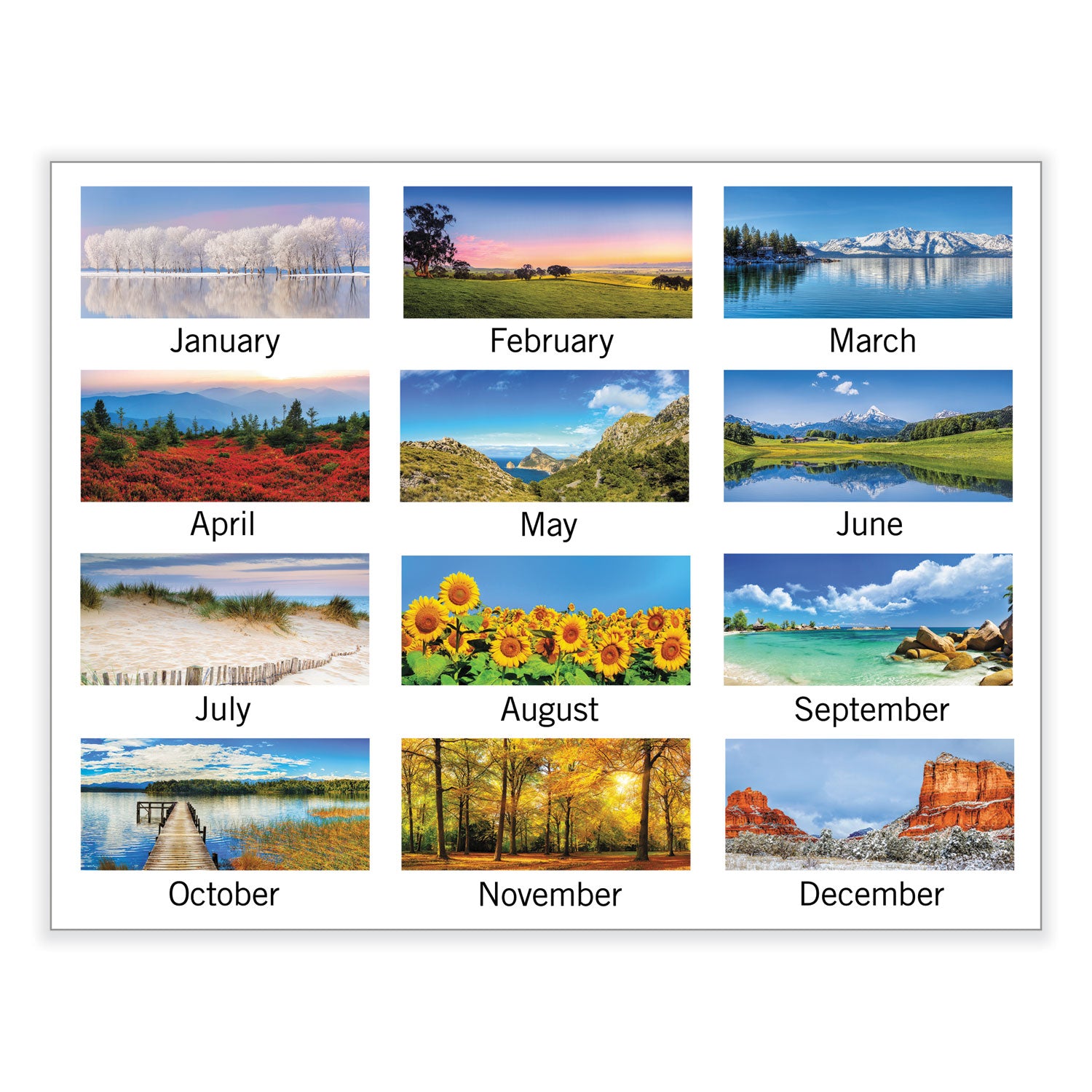 Landscape Panoramic Desk Pad, Landscapes Photography, 22 x 17, White Sheets, Clear Corners, 12-Month (Jan to Dec): 2024 - 