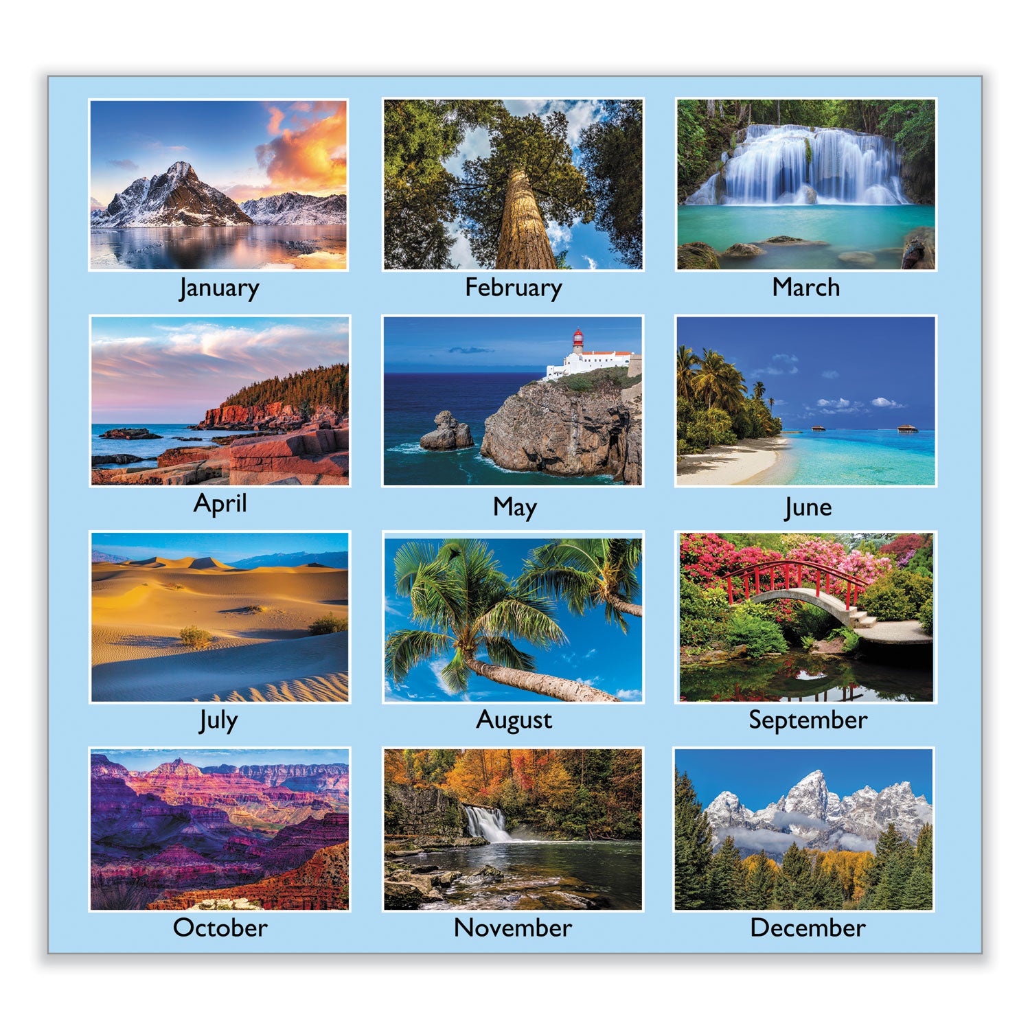 Scenic Monthly Wall Calendar, Scenic Landscape Photography, 12 x 17, White/Multicolor Sheets, 12-Month (Jan to Dec): 2024 - 