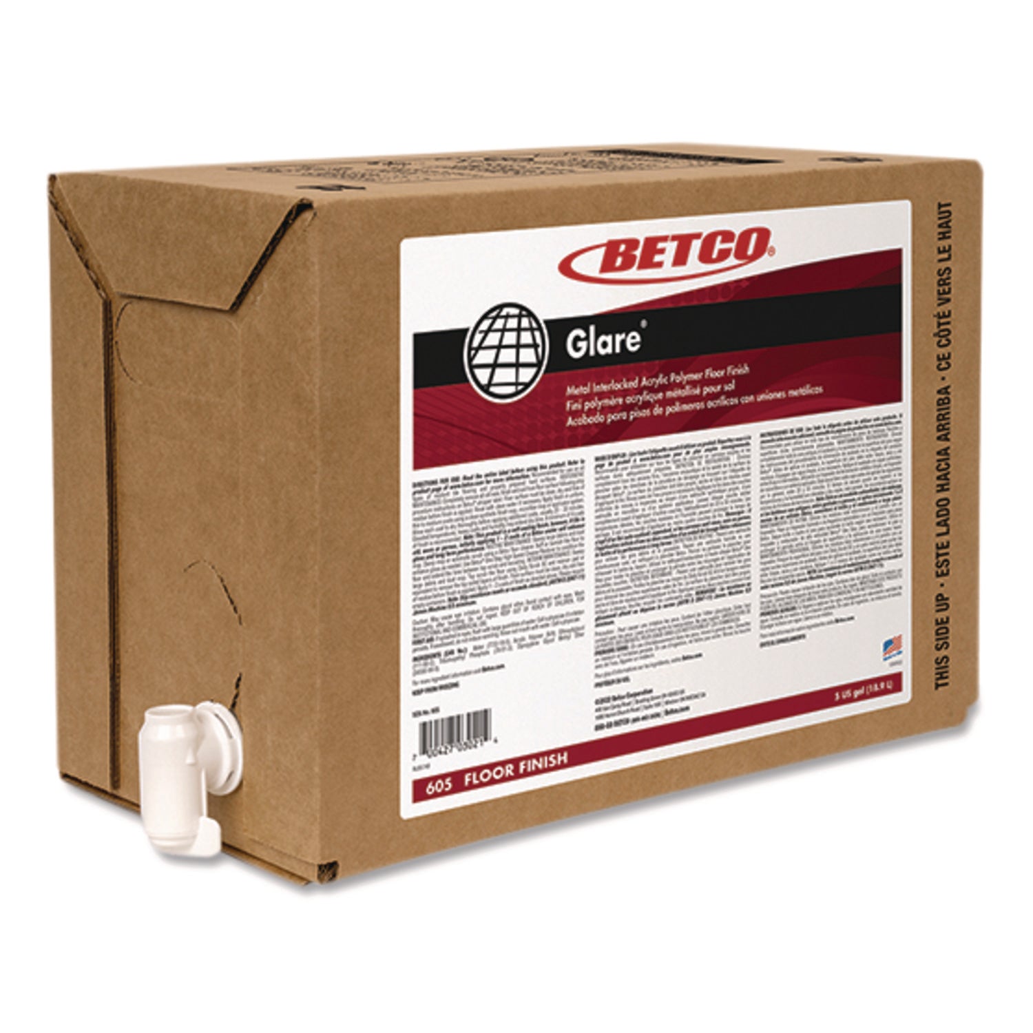 Betco Glare Floor Finish - 640 fl oz (20 quart) - Mild Scent - 1 Each - Durable, Slip Resistant, Gloss Resistant, Black Mark Resistant, Detergent Resistant - White