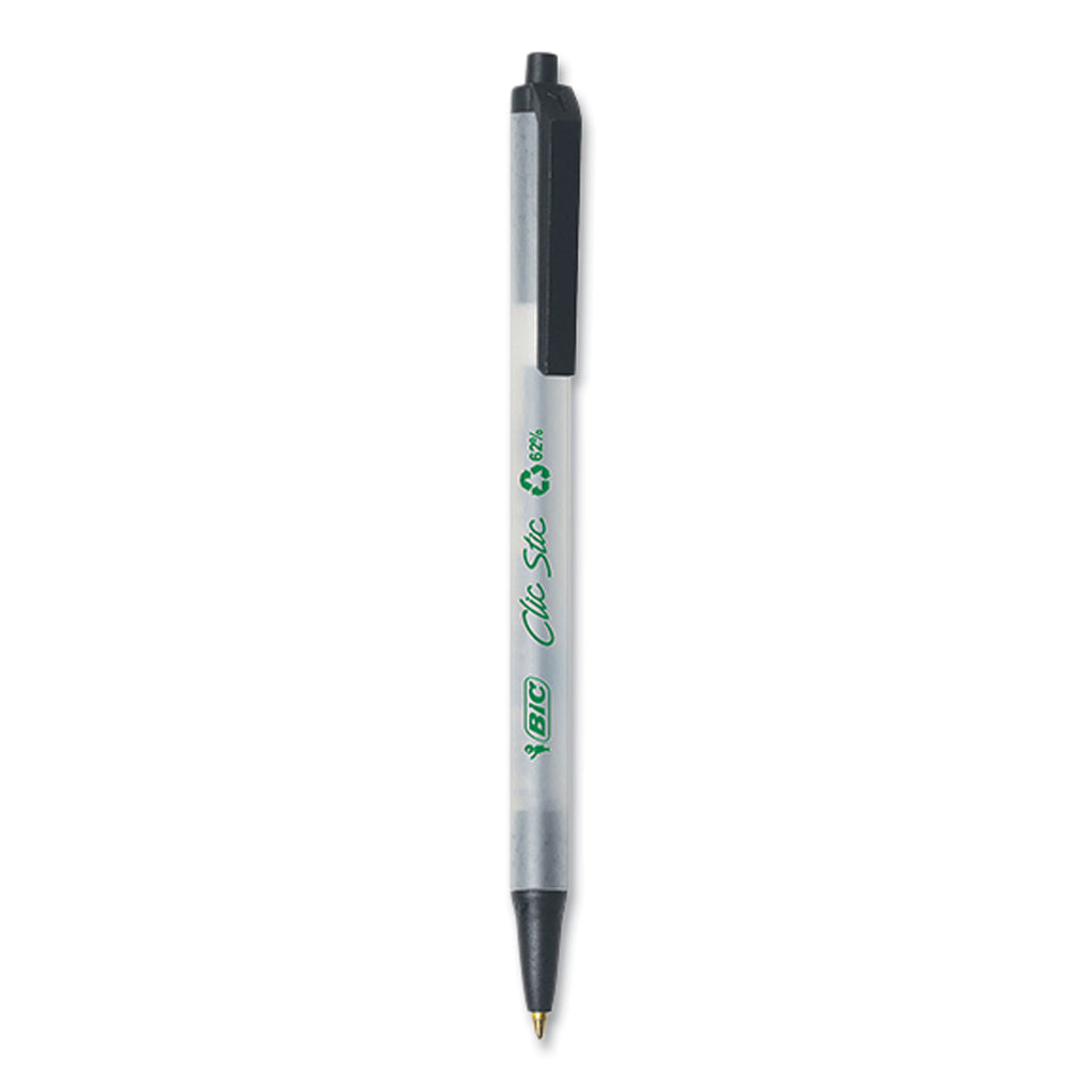 ecolutions-clic-stic-ballpoint-pen-retractable-medium-1-mm-black-ink-translucent-frost-black-barrel-10-pack_biccsem10blk - 2