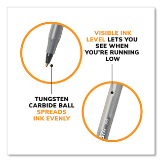 Round Stic Xtra Life Ballpoint Pen, Stick, Medium 1 mm, Black Ink, Translucent Black Barrel, 144/Pack