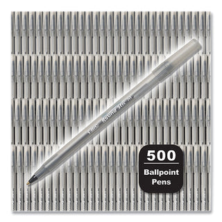 round-stic-xtra-life-ballpoint-pen-stick-medium-1-mm-black-ink-translucent-black-barrel-500-pack_bicgsm500eblk - 2