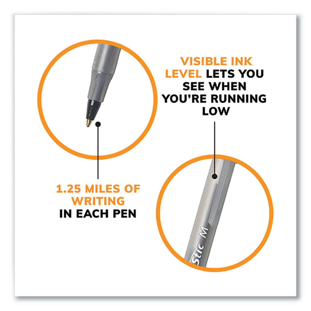 round-stic-xtra-life-ballpoint-pen-stick-medium-1-mm-black-ink-translucent-black-barrel-500-pack_bicgsm500eblk - 4