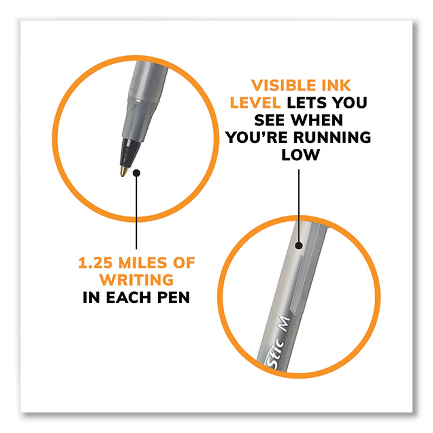 round-stic-xtra-life-ballpoint-pen-stick-medium-1-mm-black-ink-translucent-black-barrel-500-pack_bicgsm500eblk - 4