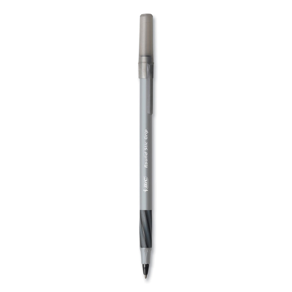 round-stic-grip-xtra-comfort-ballpoint-pen-medium-1-mm-black-ink-gray-black-24-box-6-boxes-pack_bicgsmg144eblk - 3