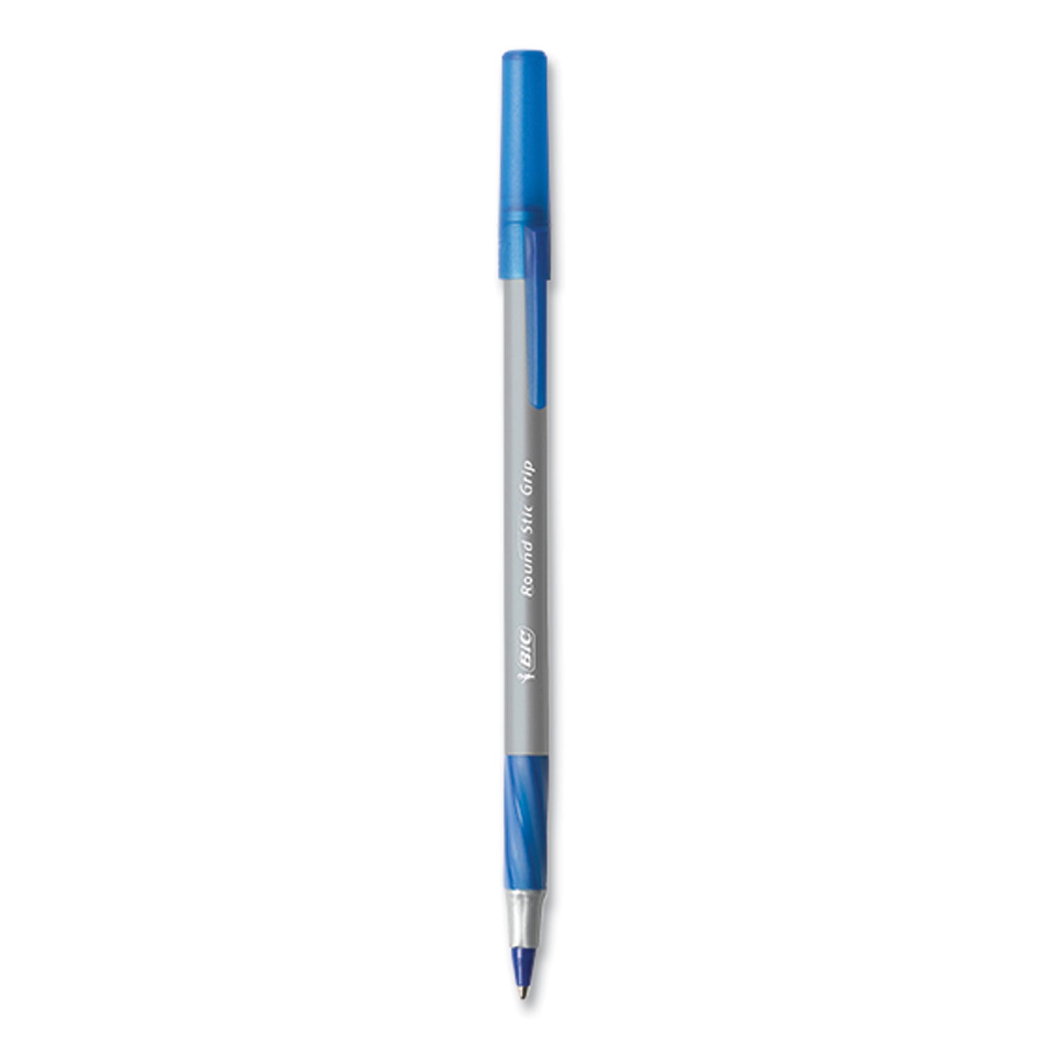Round Stic Grip Xtra Comfort Ballpoint Pen, Medium 1 mm, Blue Ink, Gray/Blue Barrel, 24/Box, 6 Boxes/Pack