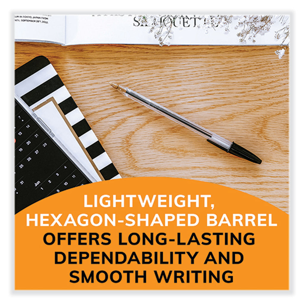 cristal-xtra-smooth-ballpoint-pen-stick-medium-1-mm-black-ink-clear-barrel-24-box-6-boxes-pack_bicms144eblk - 3