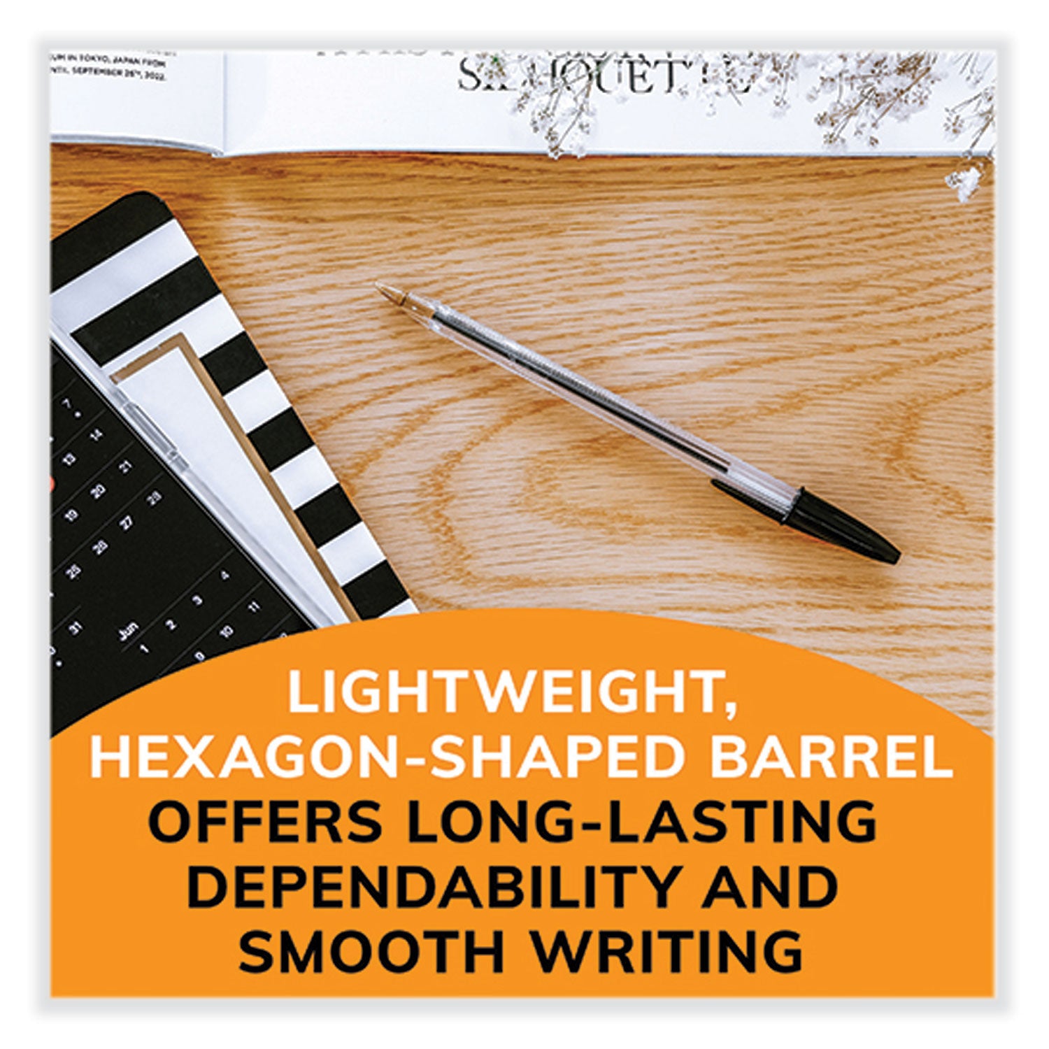 cristal-xtra-smooth-ballpoint-pen-stick-medium-1-mm-black-ink-clear-barrel-24-box-6-boxes-pack_bicms144eblk - 3