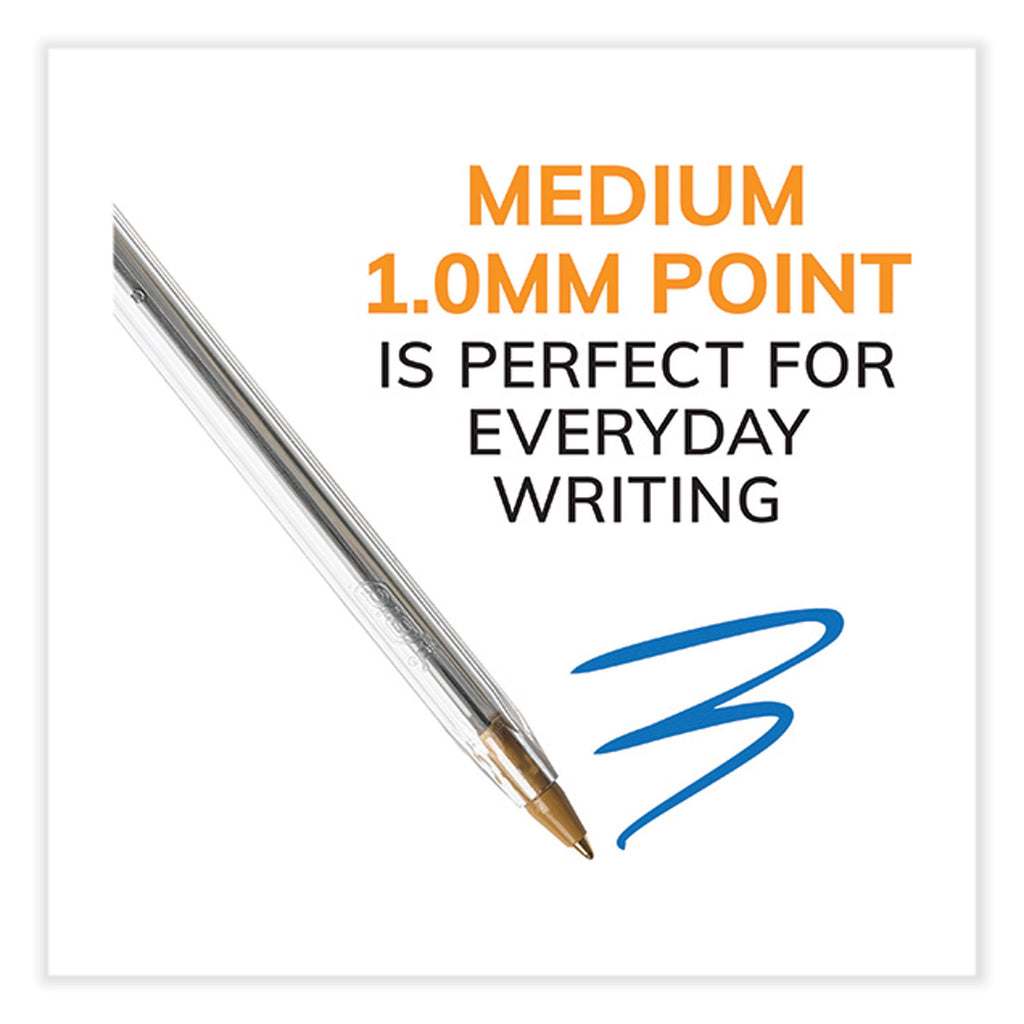 Cristal Xtra Smooth Ballpoint Pen, Stick, Medium 1 mm, Blue Ink, Clear Barrel, 24/Box, 6 Boxes/Pack