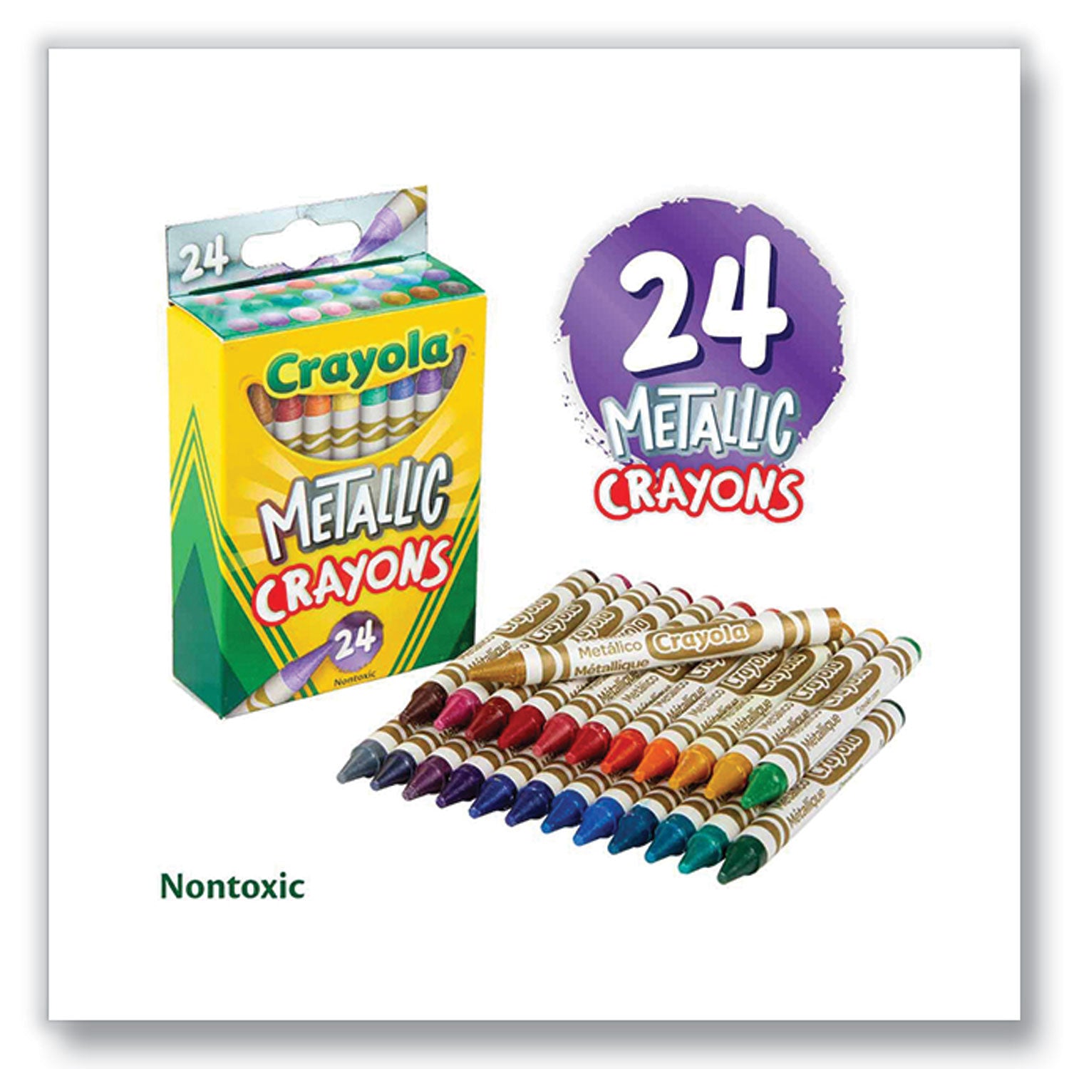Crayola Metallic Crayons - 1.1" Length - Metallic - 24 / Pack