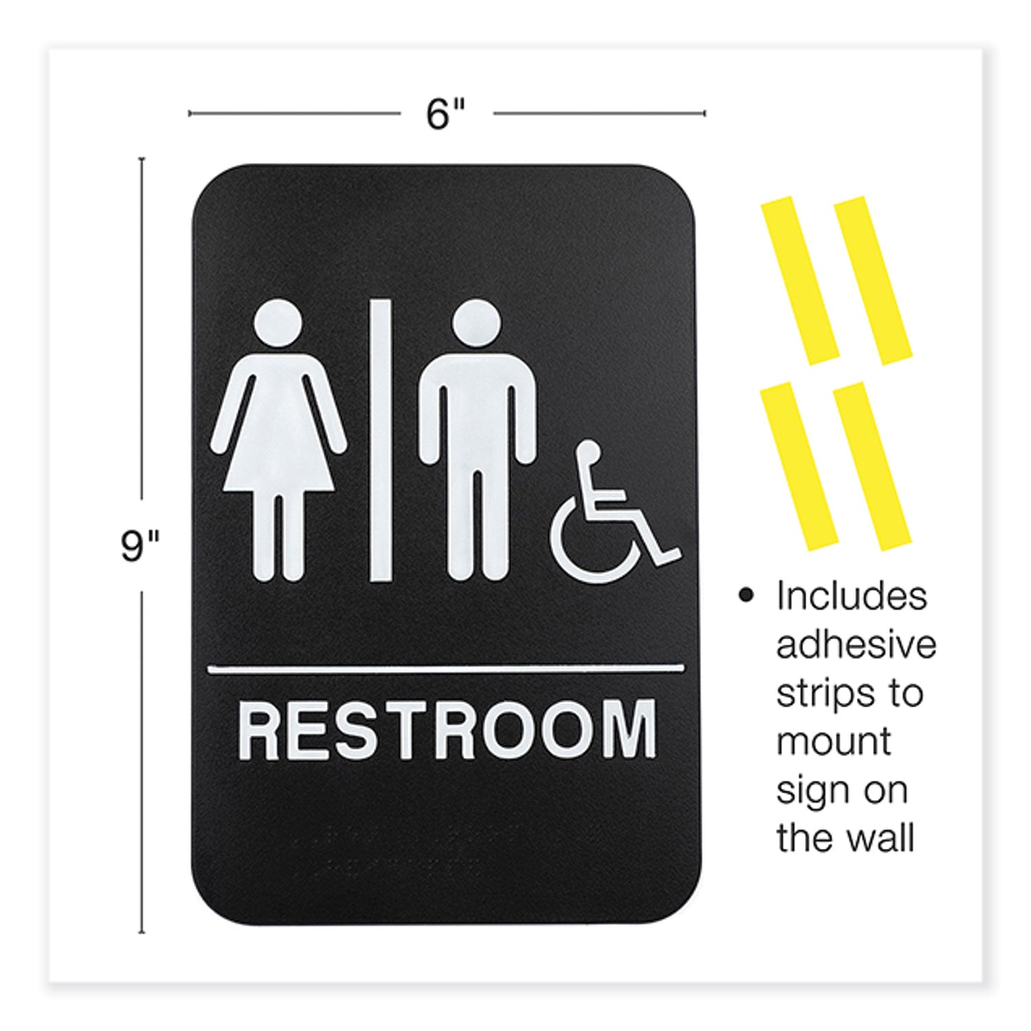 indoor-outdoor-restroom-sign-with-braille-text-and-wheelchair-6-x-9-black-face-white-graphics-3-pack_exohd0036s - 2