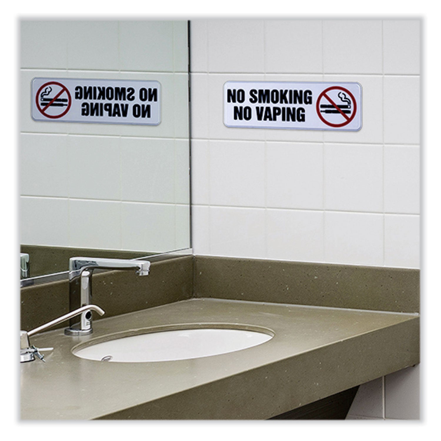 no-smoking-no-vaping-indoor-outdoor-wall-sign-9-x-3-black-face-black-red-graphics-4-pack_exohd0175s - 4