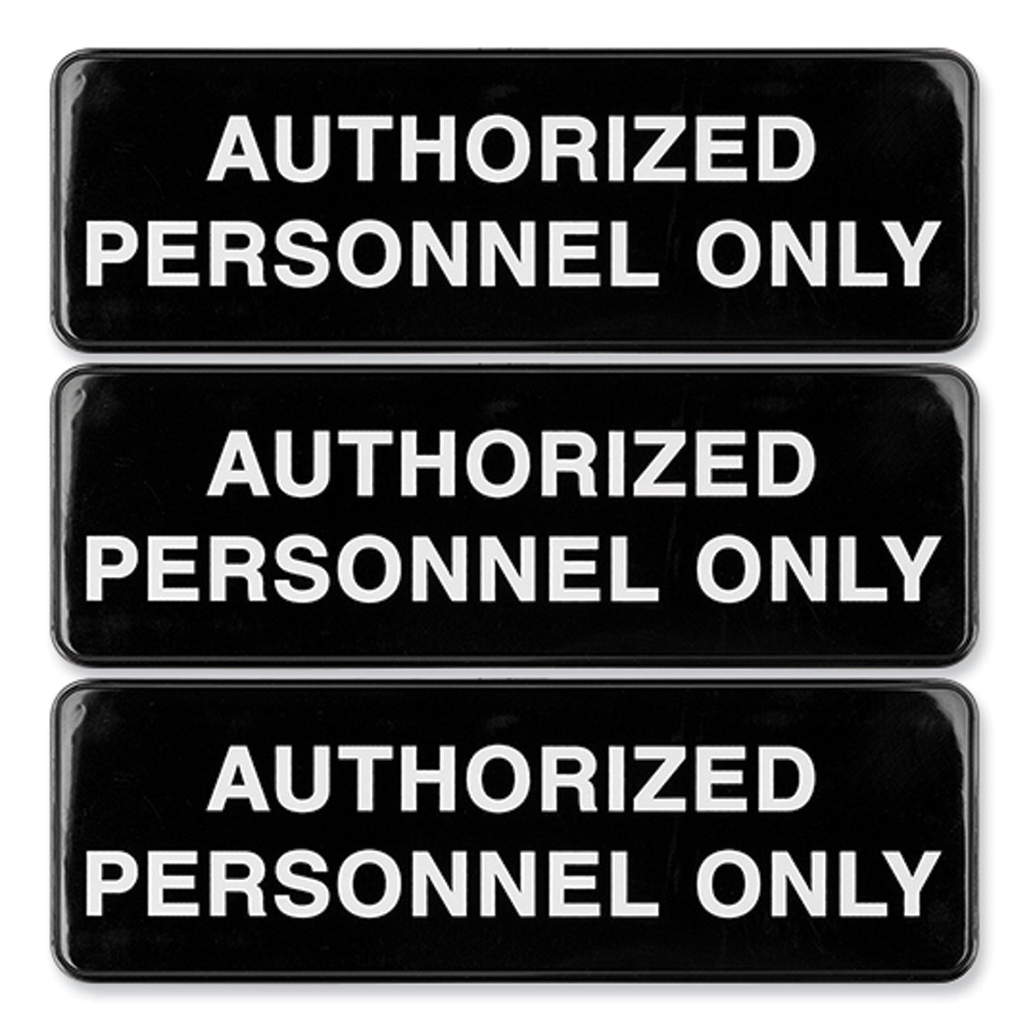 authorized-personnel-only-indoor-outdoor-wall-sign-9-x-3-black-face-white-graphics-3-pack_exohd0262s - 1