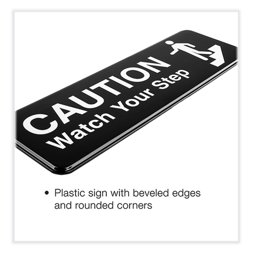 caution-watch-your-step-indoor-outdoor-wall-sign-9-x-3-black-face-white-graphics-3-pack_exohd0268s - 3