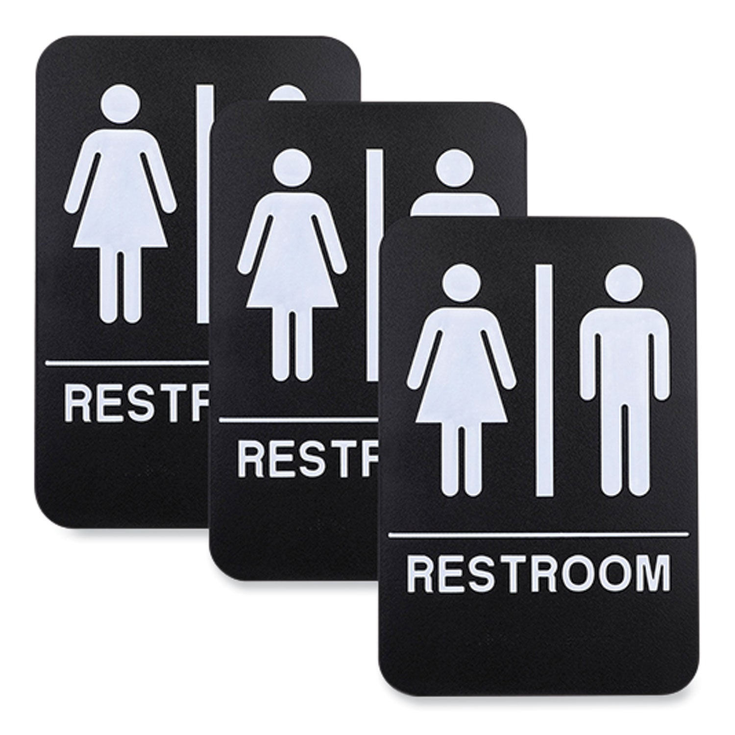 indoor-outdoor-restroom-with-braille-text-6-x-9-black-face-white-graphics-3-pack_exohd0275s - 1